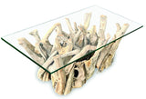Driftwood Coffee Table with 100x70 cm Glass