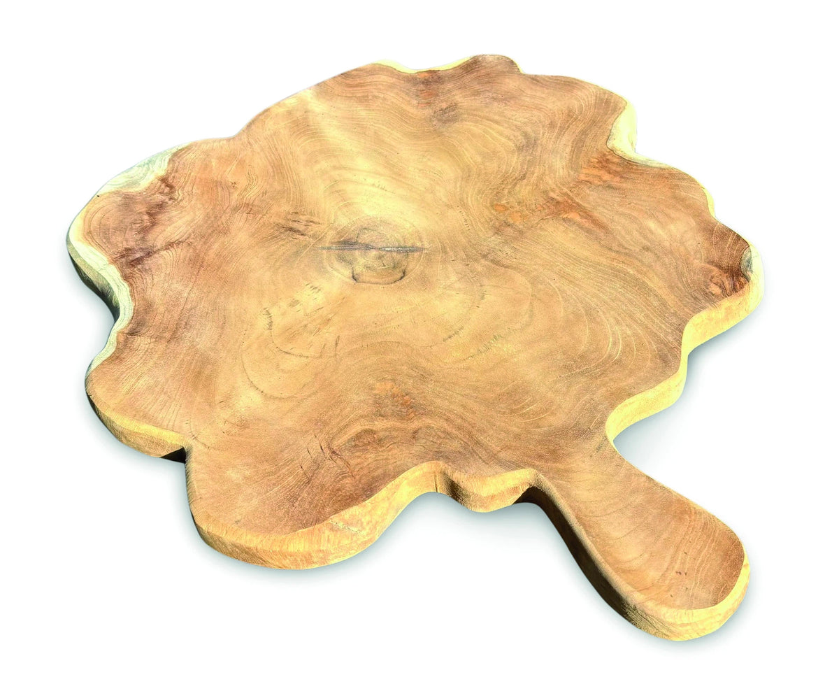 Rustic Solid Teak Chopping Board With Handle 40x49cm (Approx)