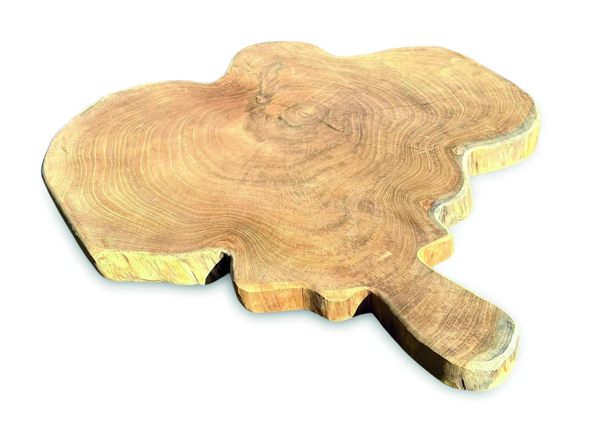 Rustic Solid Teak Chopping Board With Handle 40x49cm (Approx)