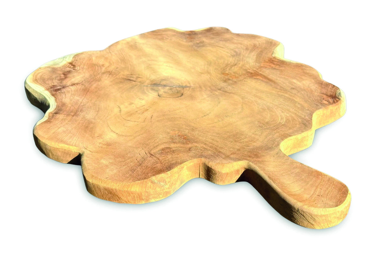 Rustic Solid Teak Chopping Board With Handle 40x49cm (Approx)