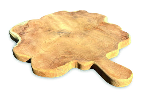 Rustic Solid Teak Chopping Board With Handle 40x49cm (Approx)