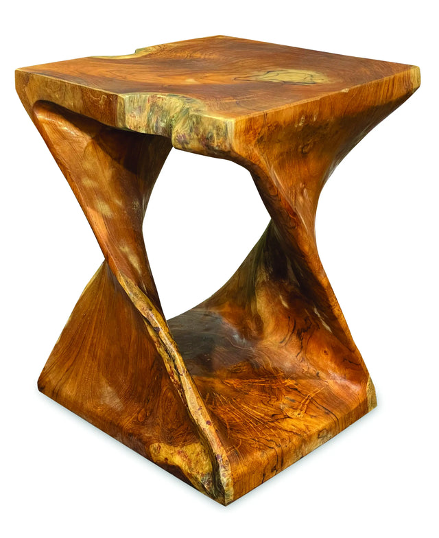 TEAK ROOT DRIFTWOOD TWIST LAMP TABLE/STOOL 40cm