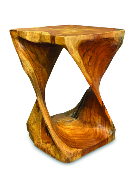 TEAK ROOT DRIFTWOOD TWIST LAMP TABLE/STOOL 40cm