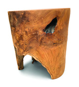 Teak Round Solid Block Lamp Table 40x40cm
