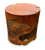 Teak Round Solid Block Lamp Table 40x40cm