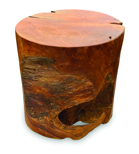 Teak Round Solid Block Lamp Table 40x40cm