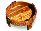 TEAK SEED GRINDER TABLE LARGE 70CM