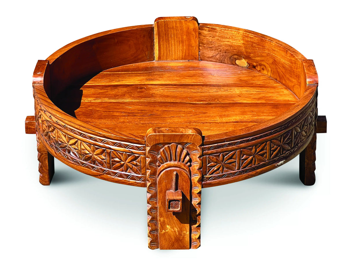 Teak Seed Grinder Table Large 70cm