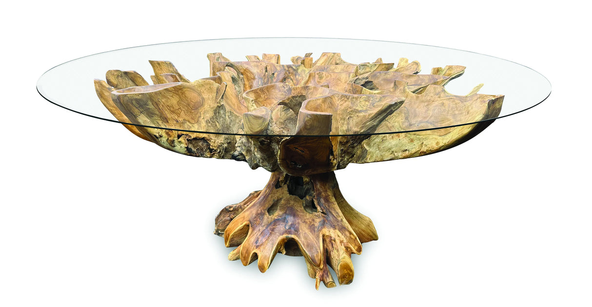 Lombok Round Dining Table With Glass 180cm