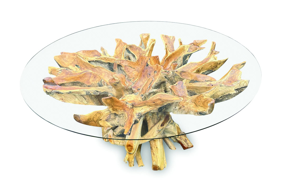 Lombok Round Dining Table With Glass 180cm
