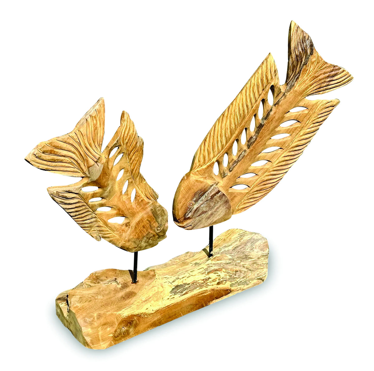 Double Fish Skeleton Sculpture On Stand Large