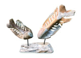 DOUBLE FISH SKELETON SCULPTURE ON STAND LARGE