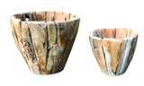SET OF 2 GARDEN TEAK ROUND PLANTERS 60x50 & 40x35