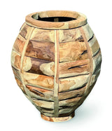 TEAK GIANT RUSTIC GARDEN VASE 80CM HIGH