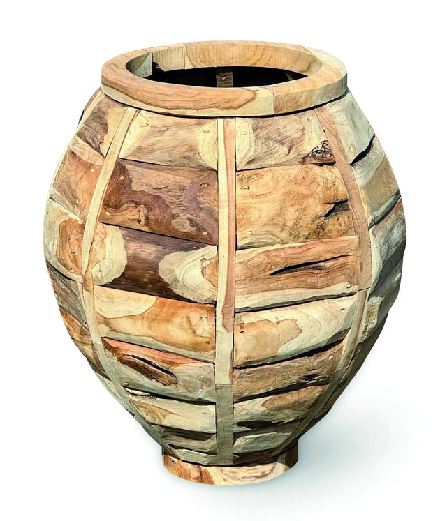 TEAK GIANT RUSTIC GARDEN VASE 80CM HIGH