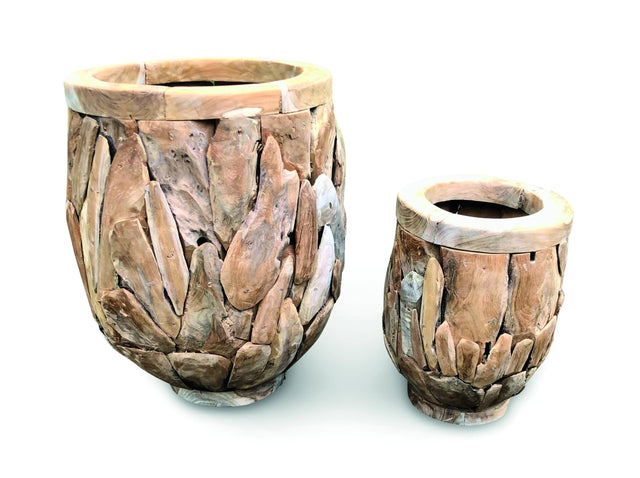 Teak Root Garden Planter Pots Set Of 2