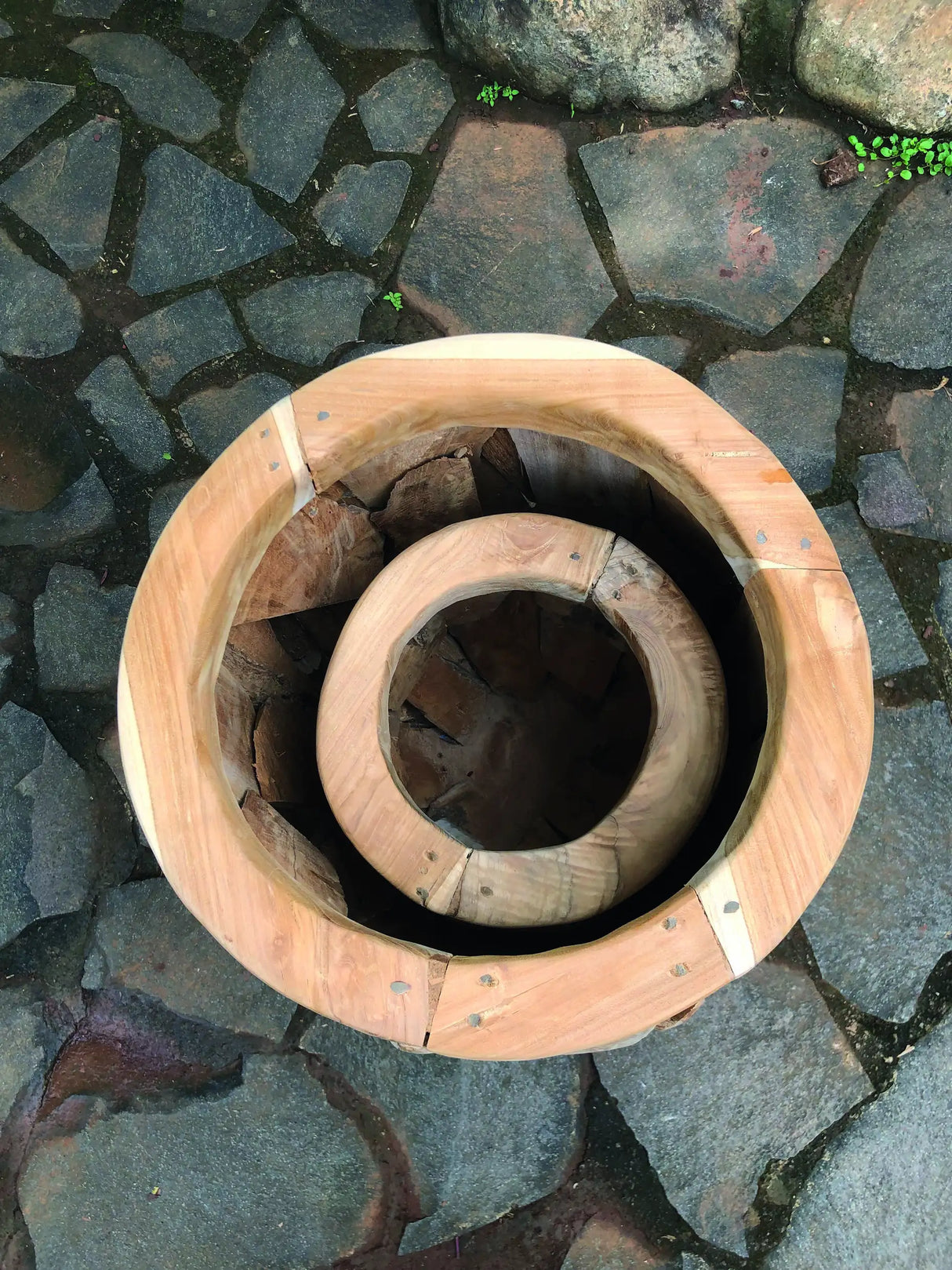 Teak Root Garden Planter Pots Set of 2