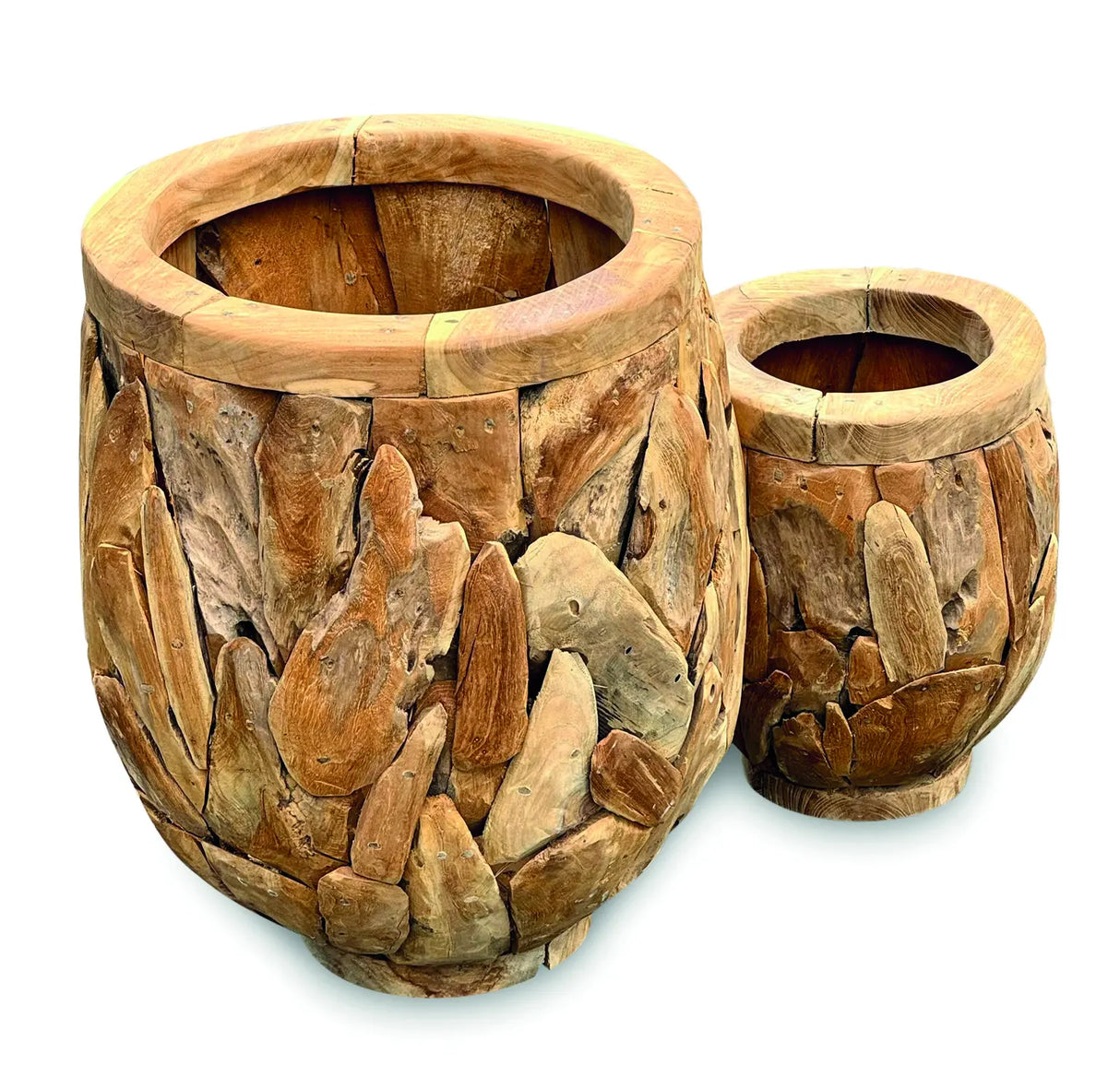 Teak Root Garden Planter Pots Set of 2