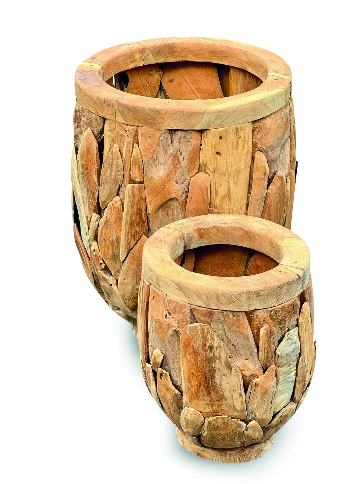 Teak Root Garden Planter Pots Set of 2