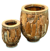 Teak Root Garden Planter Pots Set Of 2