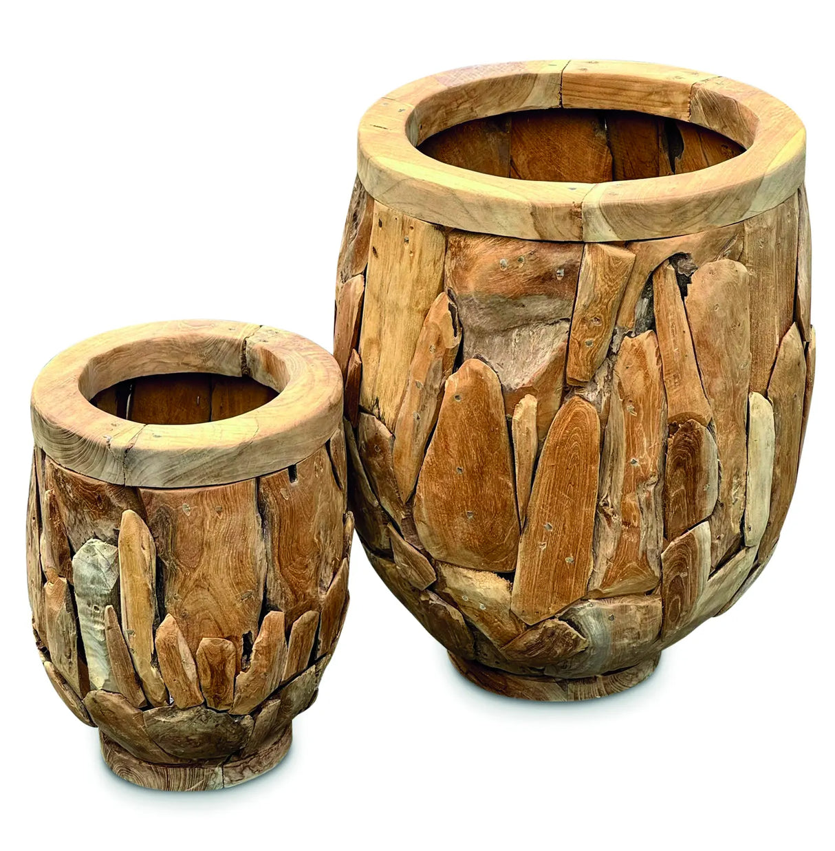 Teak Root Garden Planter Pots Set of 2