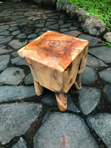 Solid Teak Square Lamp Table 4 Legs