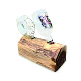 Teak Log Table Wine Holder 2 Bottles
