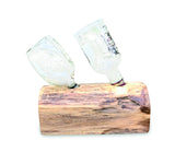 Teak Log Table Wine Holder 2 Bottles