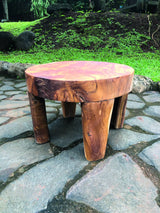 Solid Teak Round Low Table 4 Legs H35cm