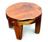 Solid Teak Round Low Table 4 Legs H35cm