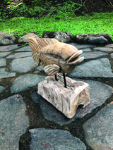 Teak Carp Fish On Stand 32cm