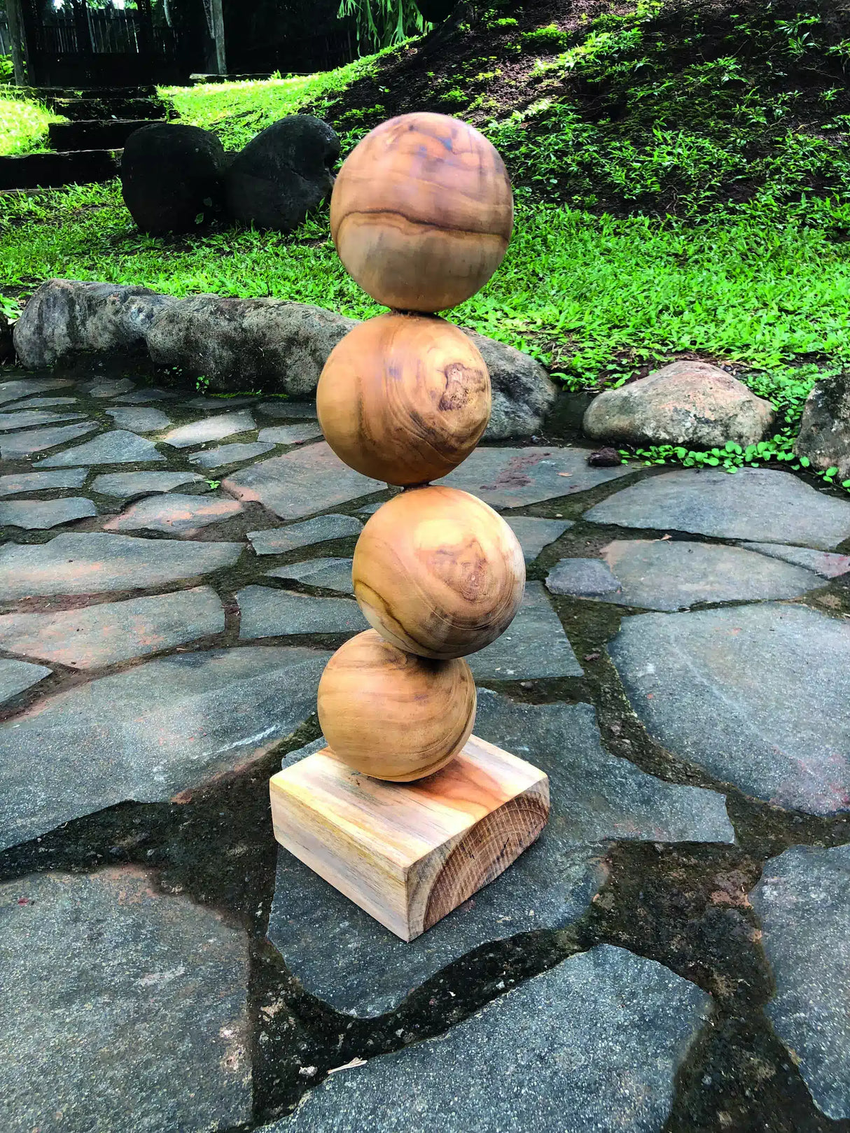 Teak 4 Ball Sculpture 45cm