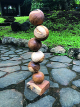 Teak 6 Ball Sculpture 65cm