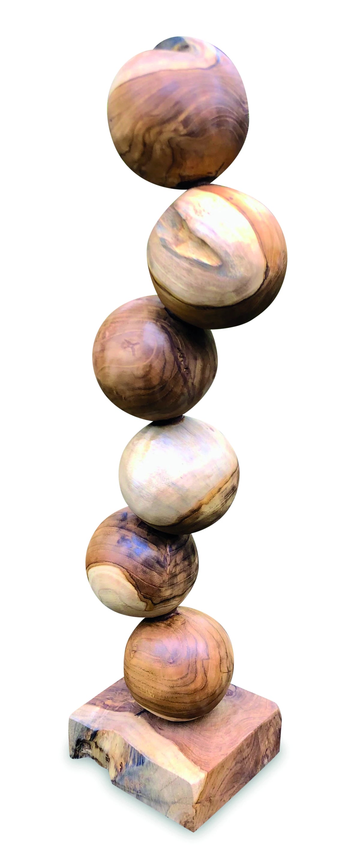 Teak 6 Ball Sculpture 65cm