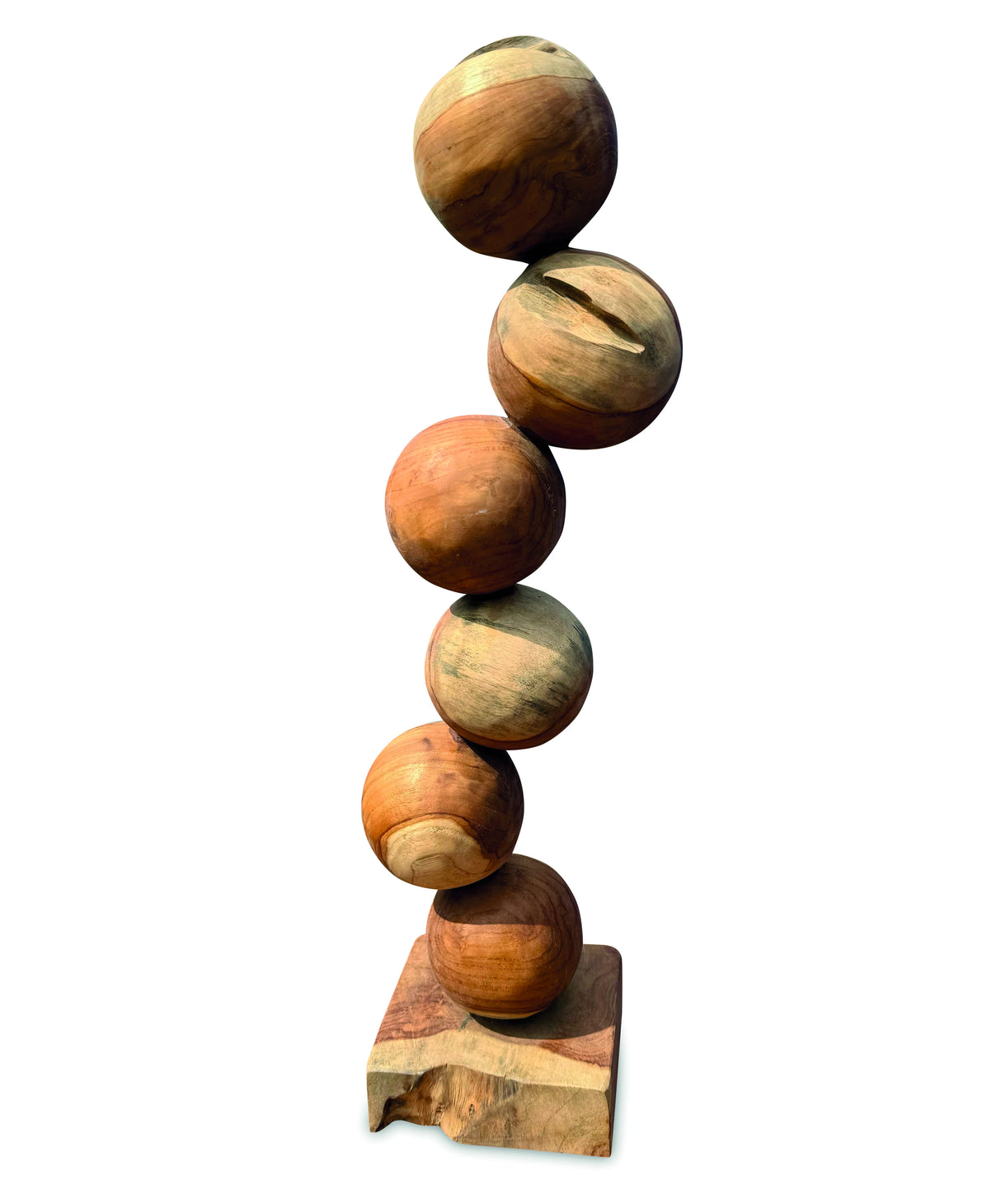 Teak 6 Ball Sculpture 65cm