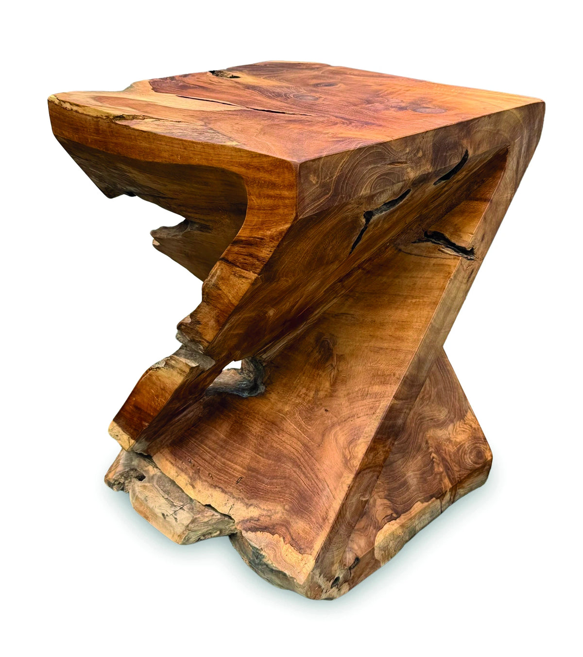 Solid Teak Z Twist Stool 40cm