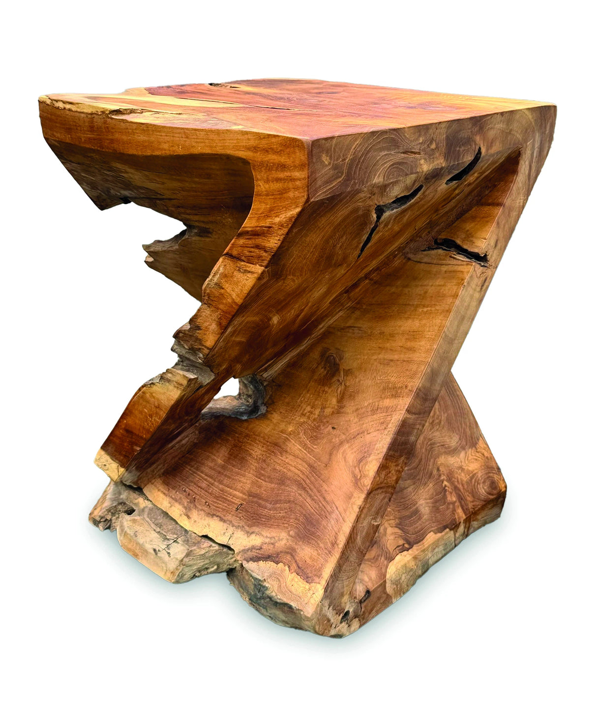 Solid Teak Z Twist Stool 40cm