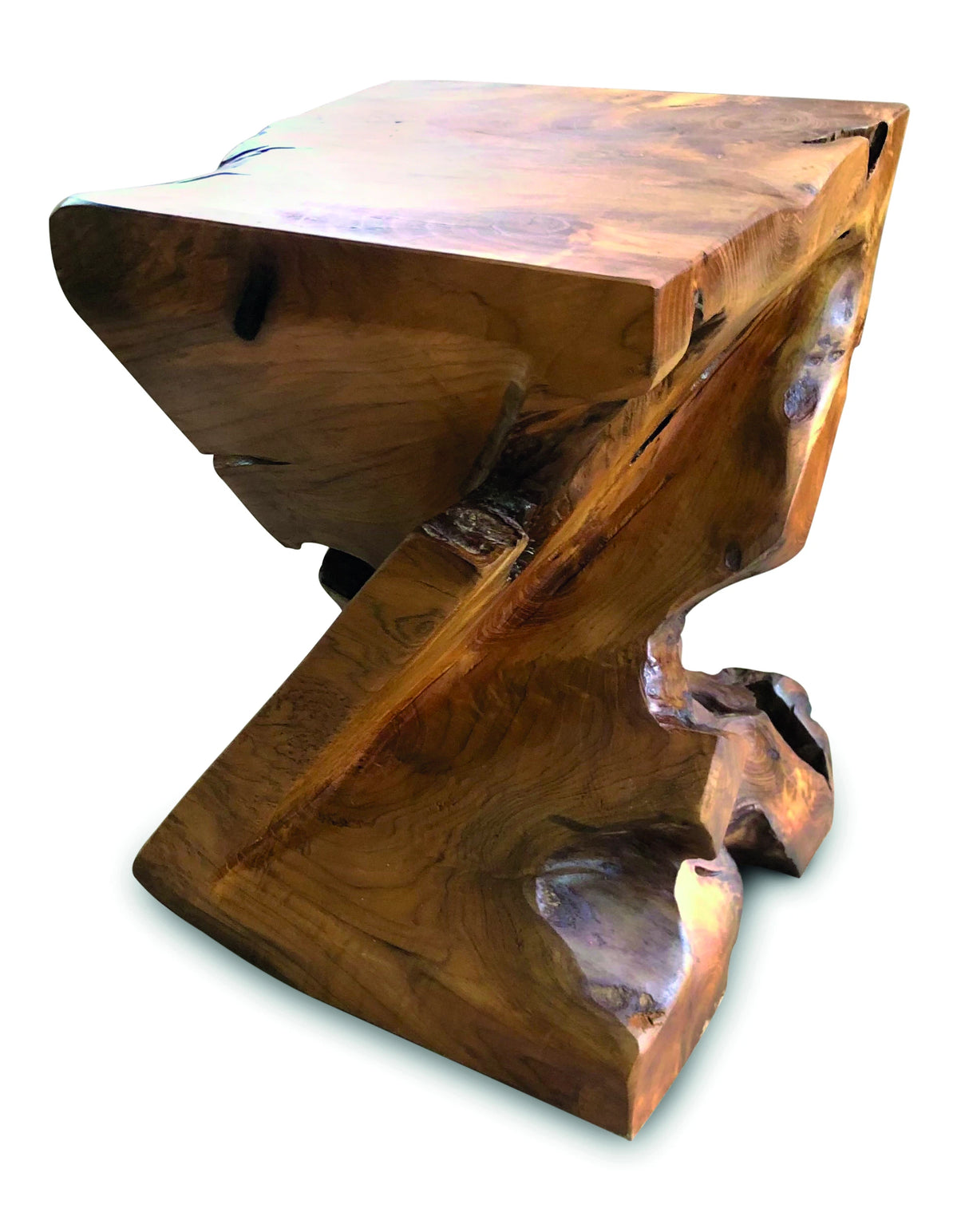 Solid Teak Z Twist Stool 40cm
