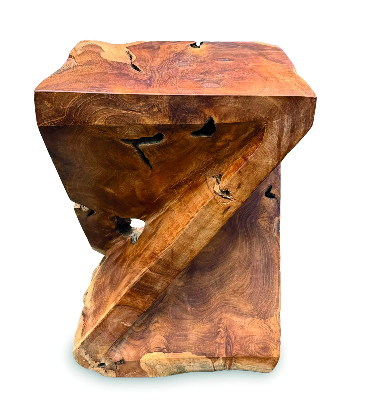Solid Teak Z Twist Stool 40cm