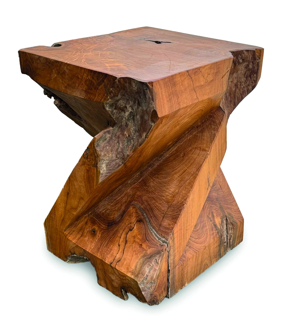 Solid Teak Z Twist Stool 40cm