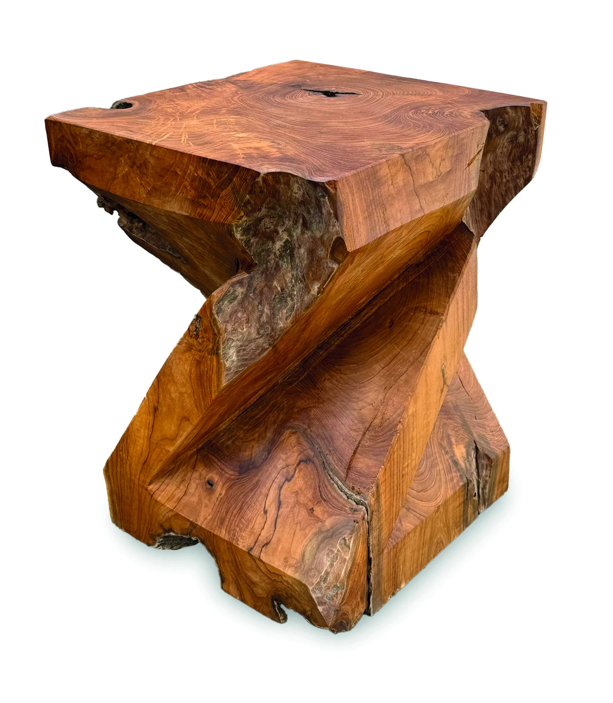 Solid Teak Z Twist Stool 40cm