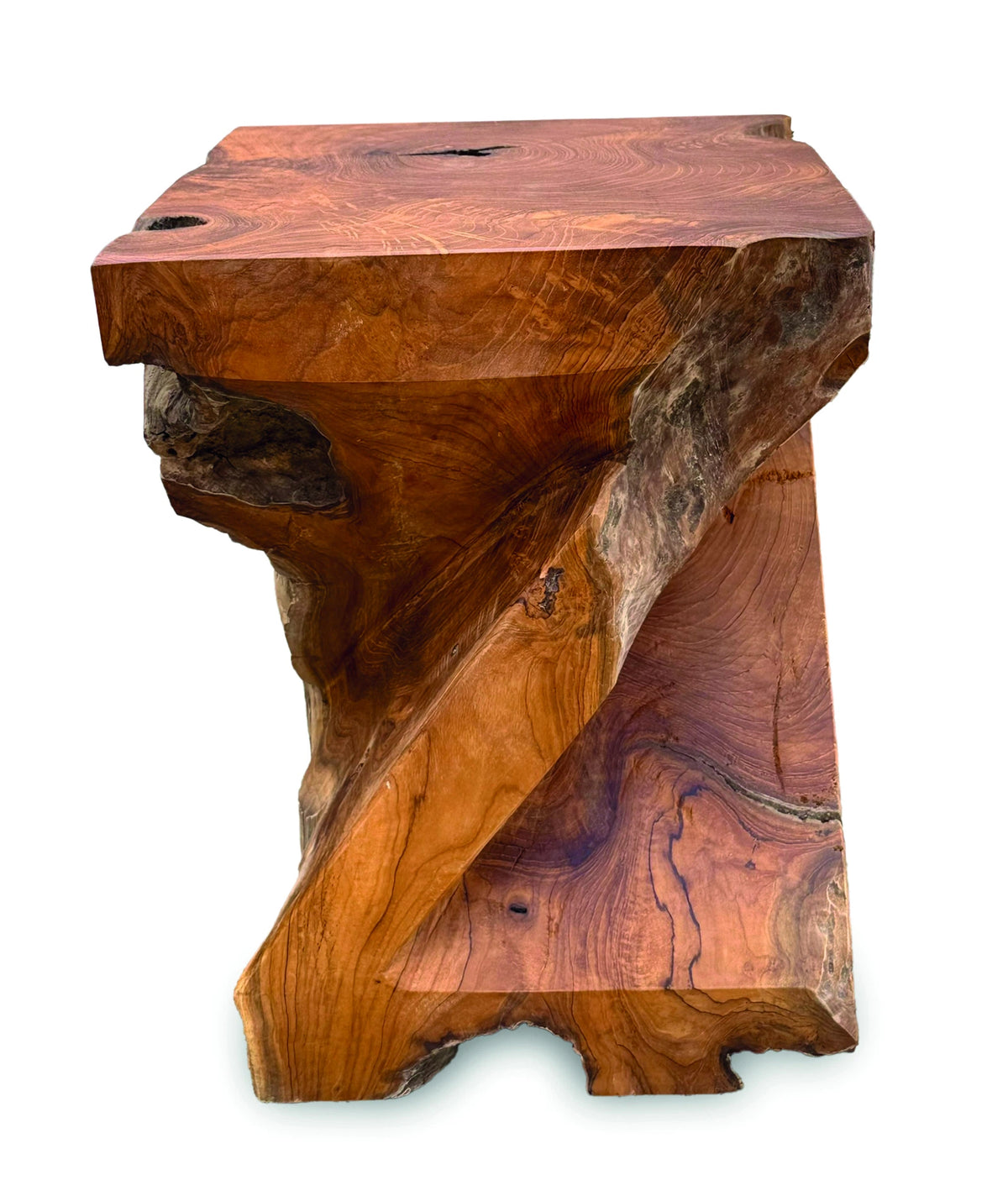 Solid Teak Z Twist Stool 40cm
