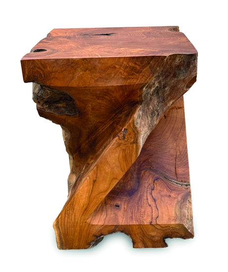 Solid Teak Z Twist Stool 40cm