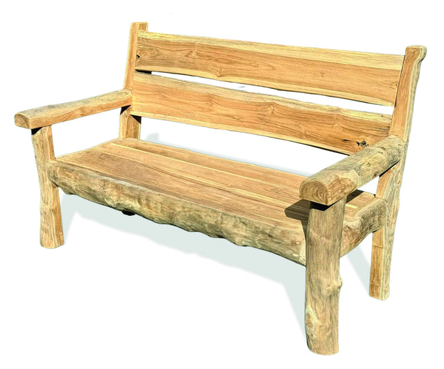 Rustic Solid Teak Chunky Garden Bench 170cm