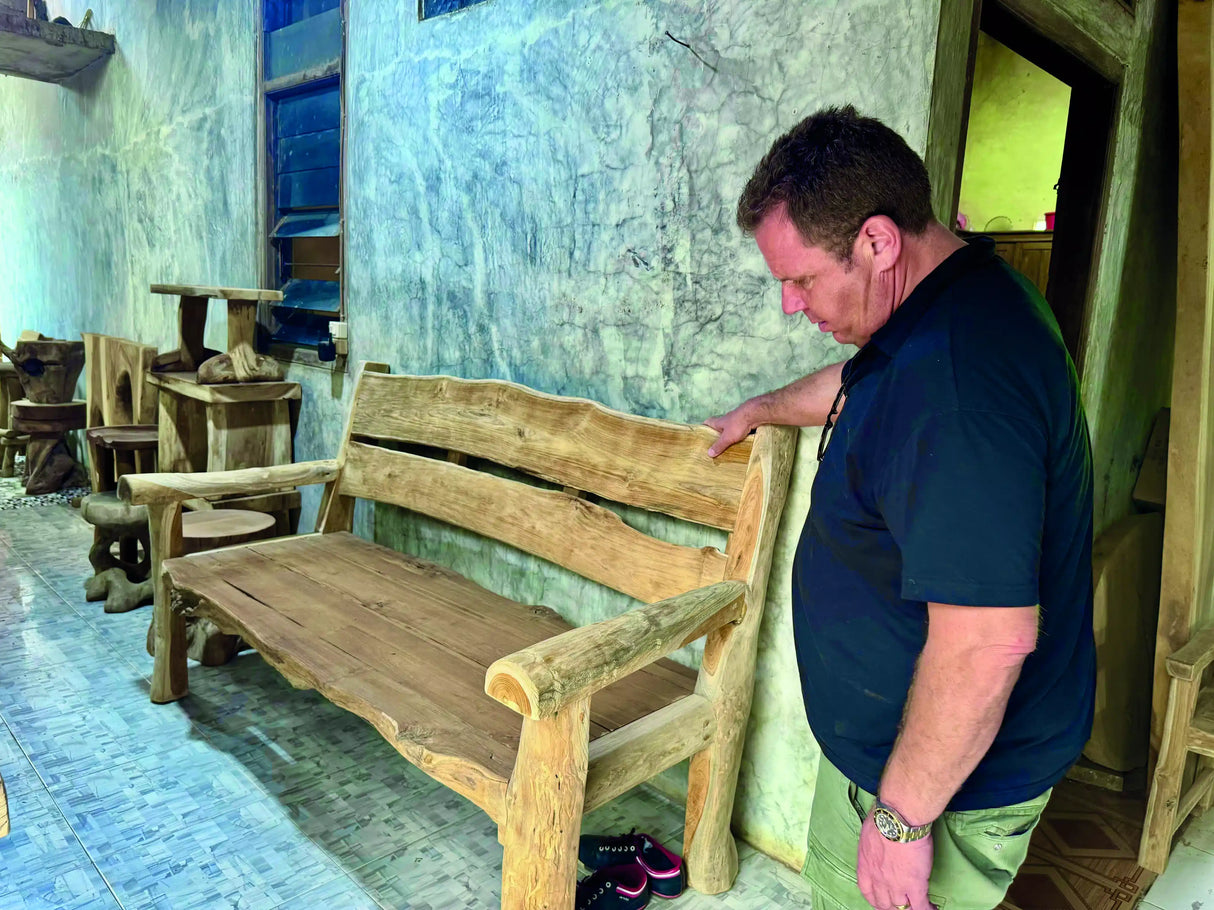 Rustic Solid Teak Chunky Garden Bench 170cm