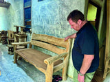 Rustic Solid Teak Chunky Garden Bench 170cm