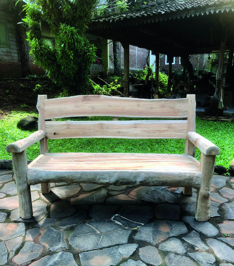 Rustic Solid Teak Chunky Garden Bench 170cm
