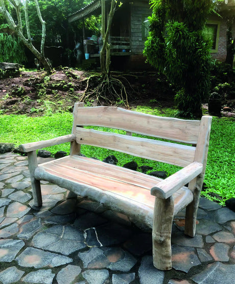 Rustic Solid Teak Chunky Garden Bench 170cm