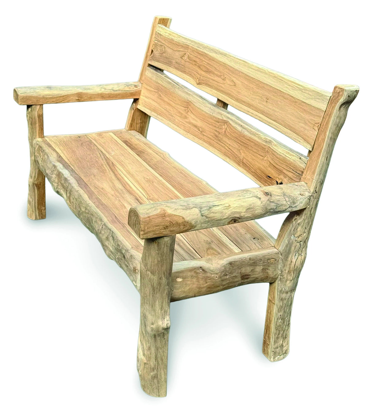 Rustic Solid Teak Chunky Garden Bench 170cm