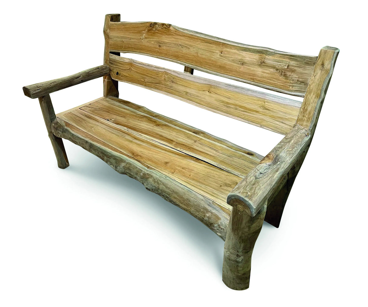 Rustic Solid Teak Chunky Garden Bench 170cm
